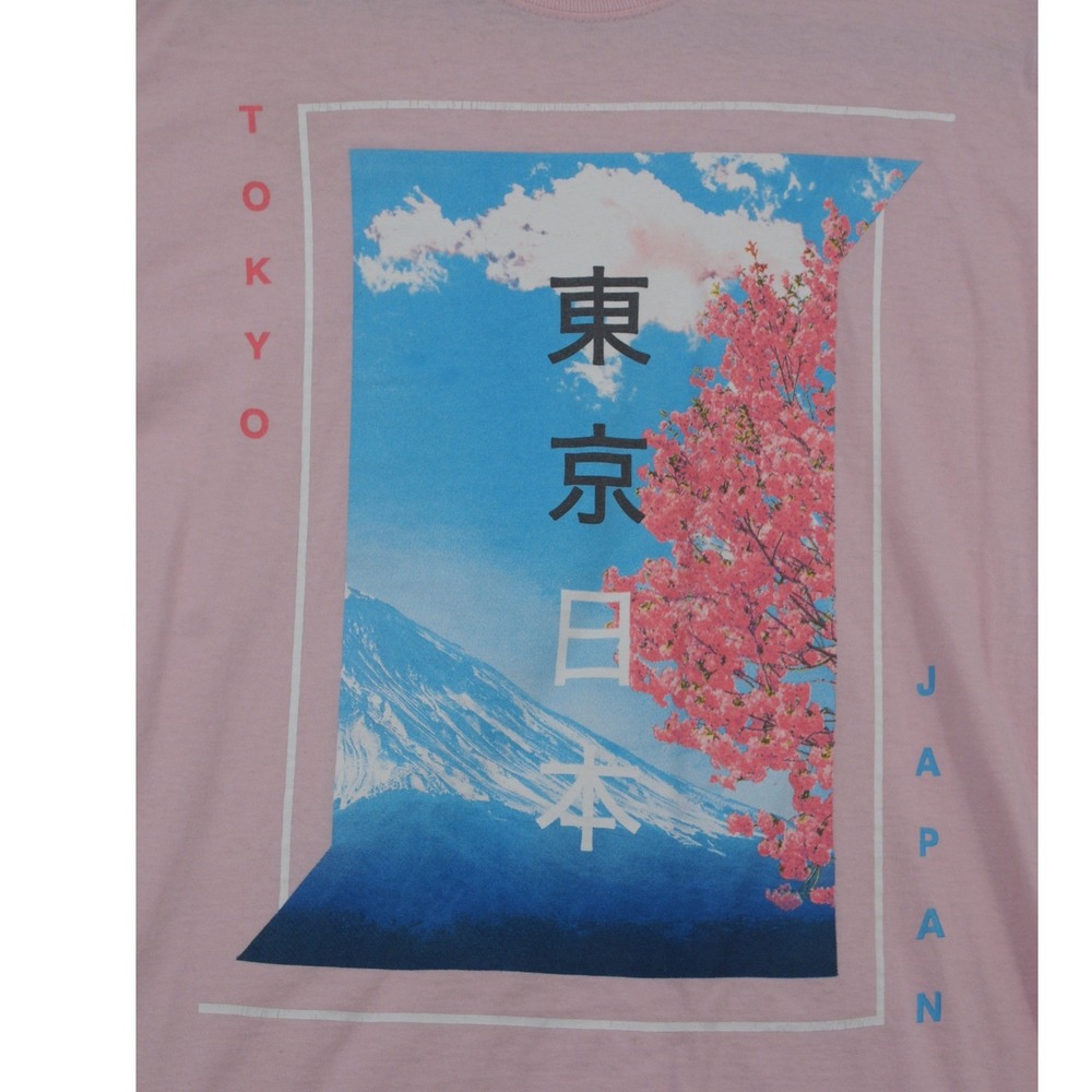 Popular Poison Mens Tokyo Japan Mount Fuji Graphic T-Shirt Pink Medium Cotton - Picture 3 of 10
